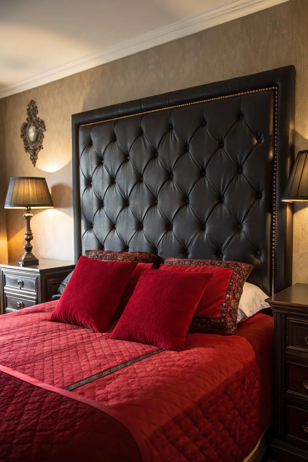A cushioned headboard adds refinement and sophistication.