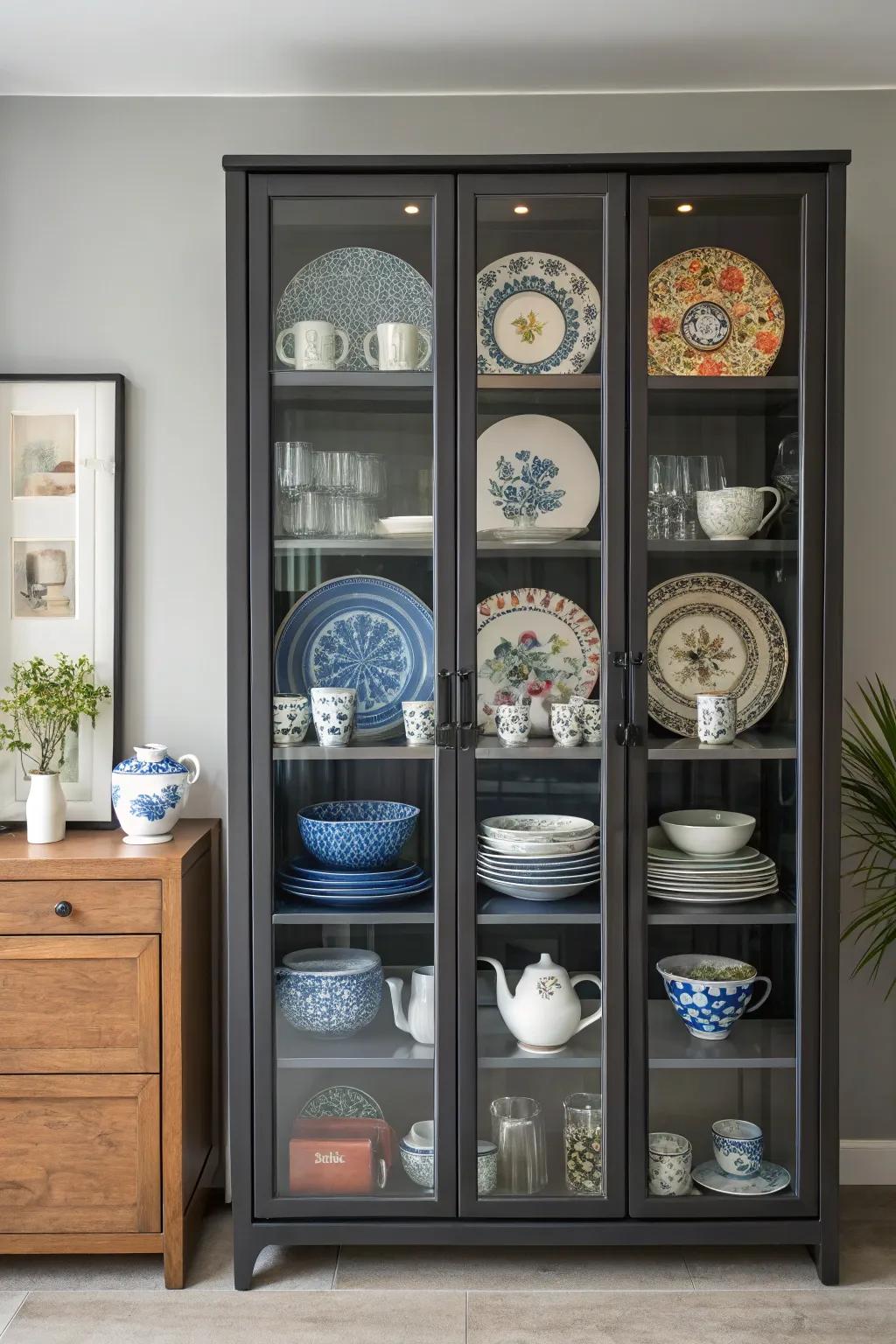 A harmonious merge of past and future in a porcelain cabinet.