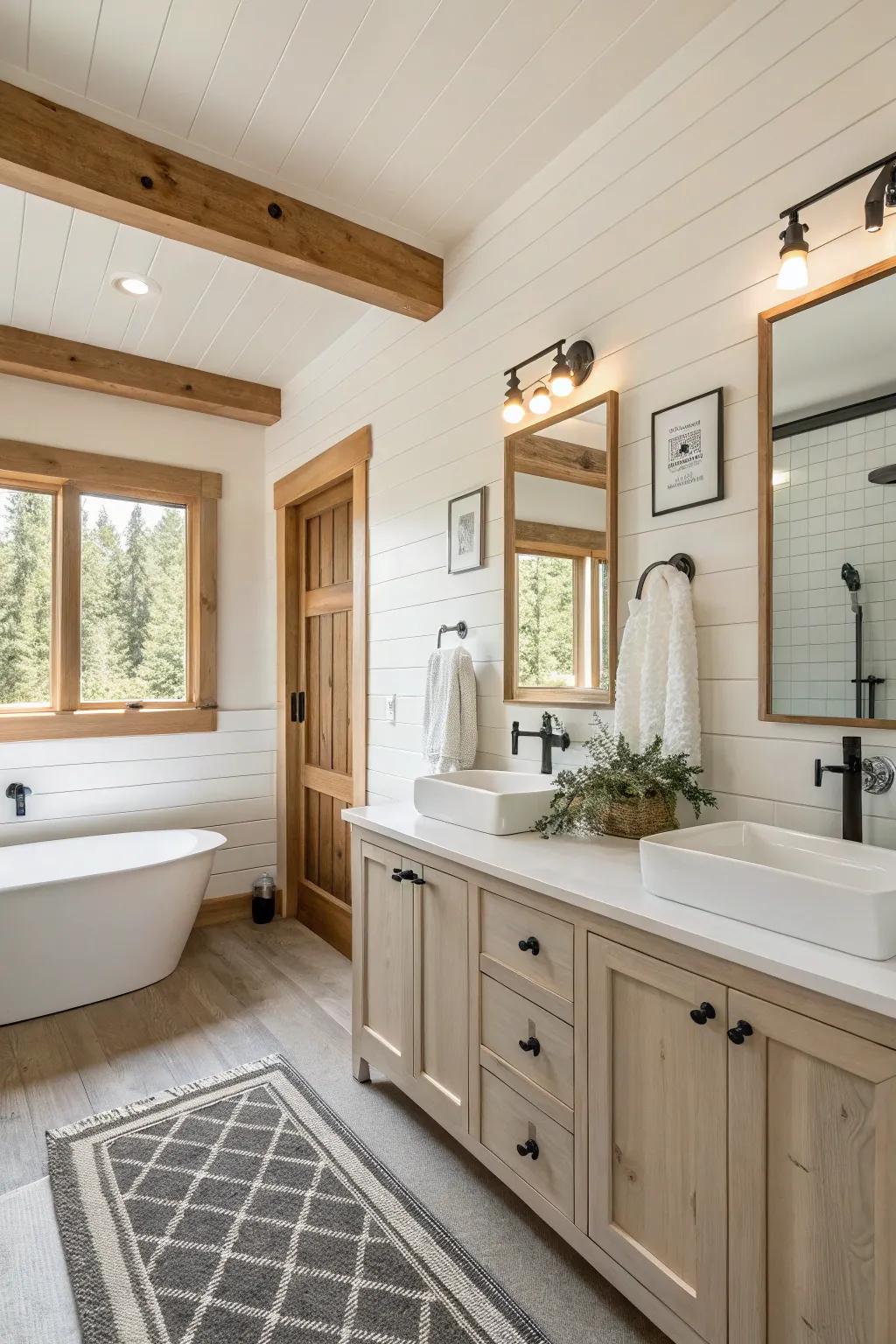 Neat lines and sparse fittings define this bathroom's elegance.