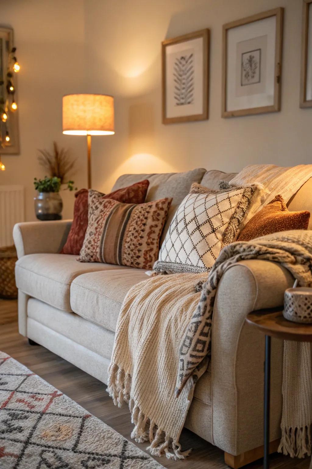 Soft seating beckons you to sink in and unwind, enhancing the inviting vibe.