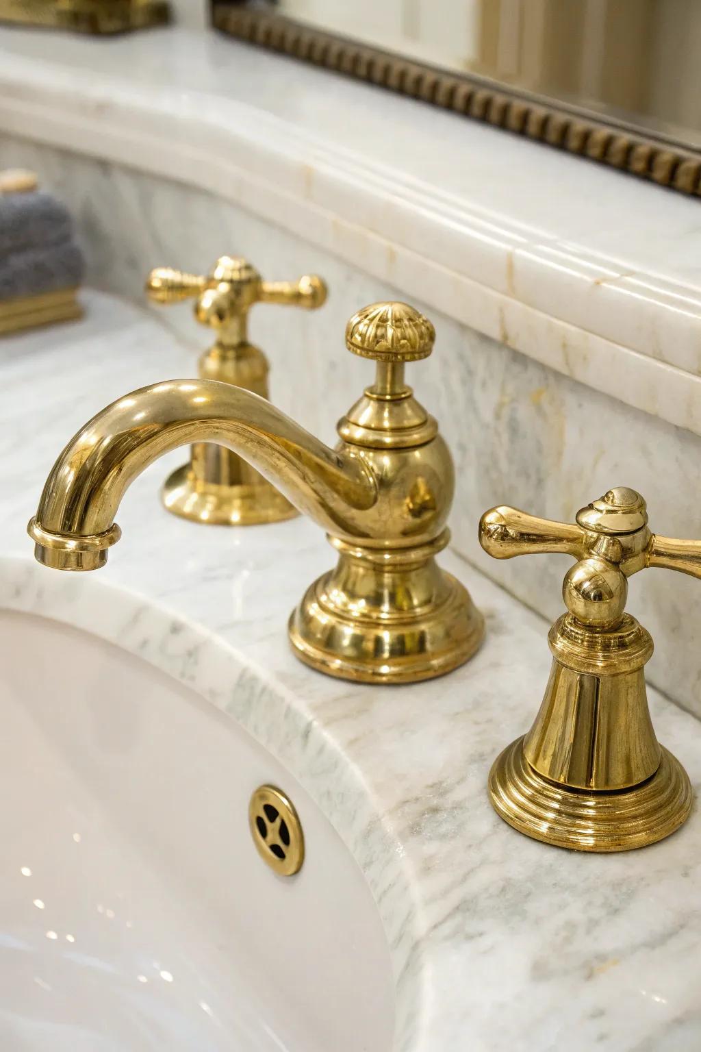 Brass features deliver vintage allure interwoven with contemporary flair.