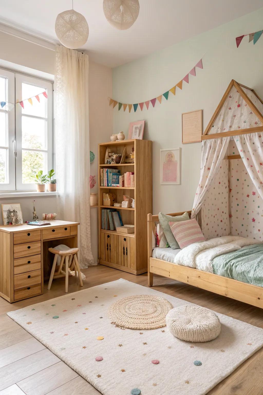 Natural materials evoke a tranquil and attractive atmosphere.