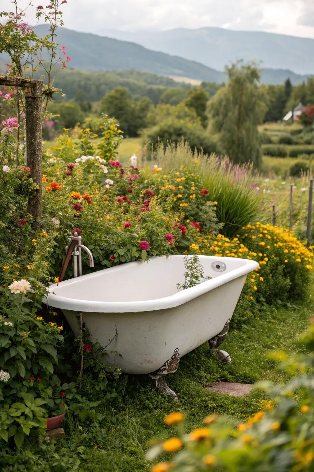 Infuse timeless style with a quintessential clawfoot tub in your garden.