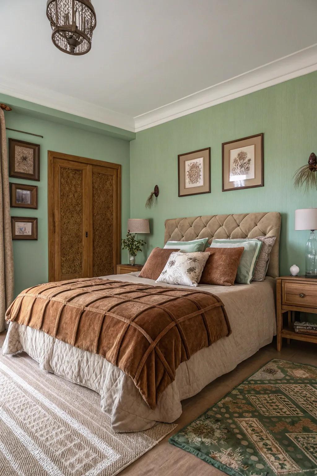 Earthy shades craft a comforting, warm vibe.