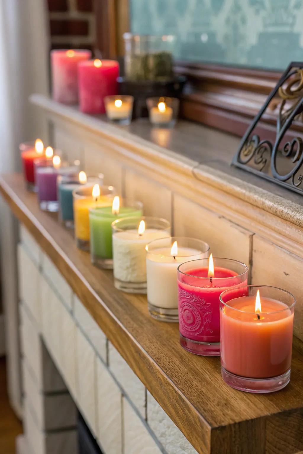 Establish a mood with a collection of beautifully perfumed candles.