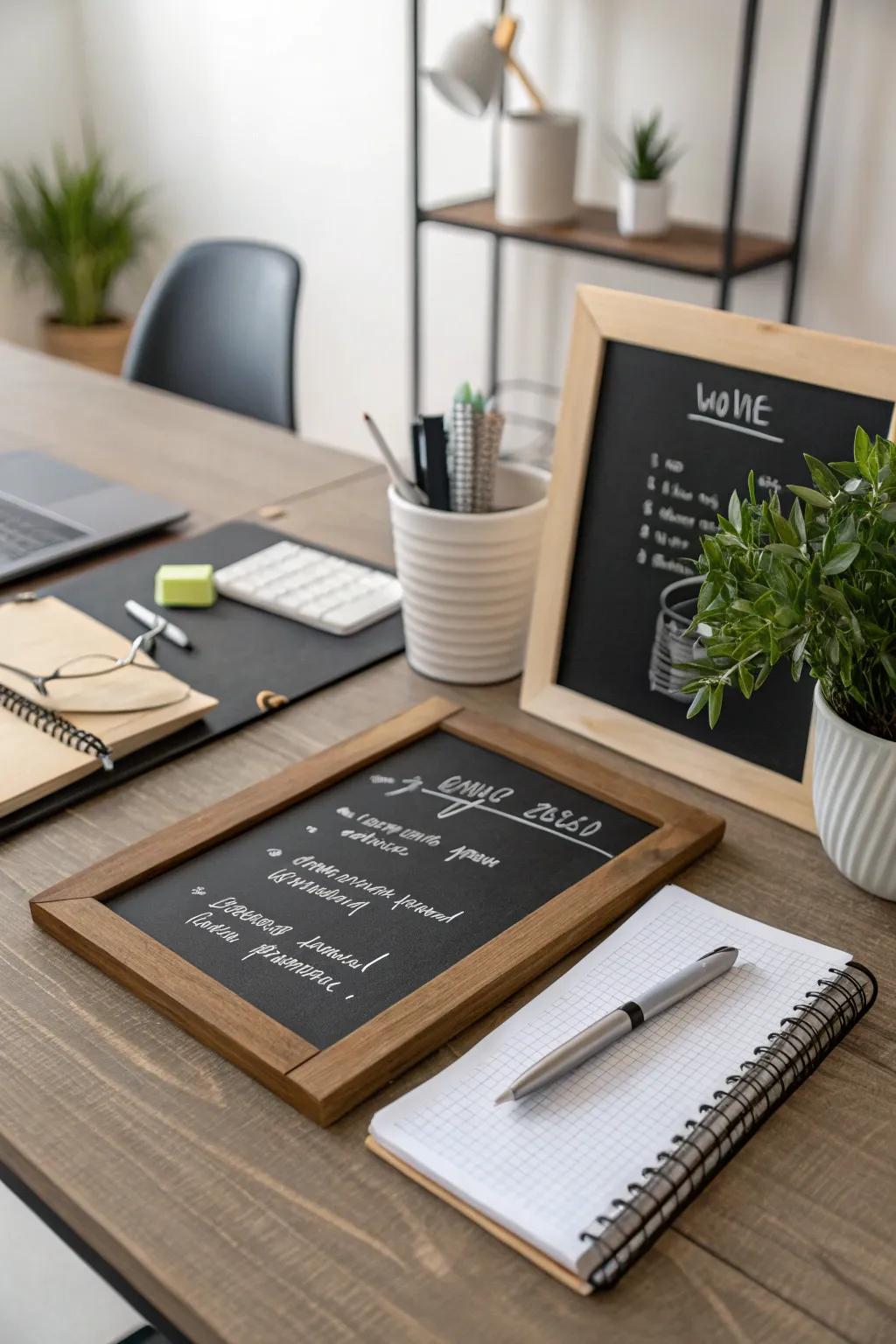 A chalkboard desk makes your notes look like decor.