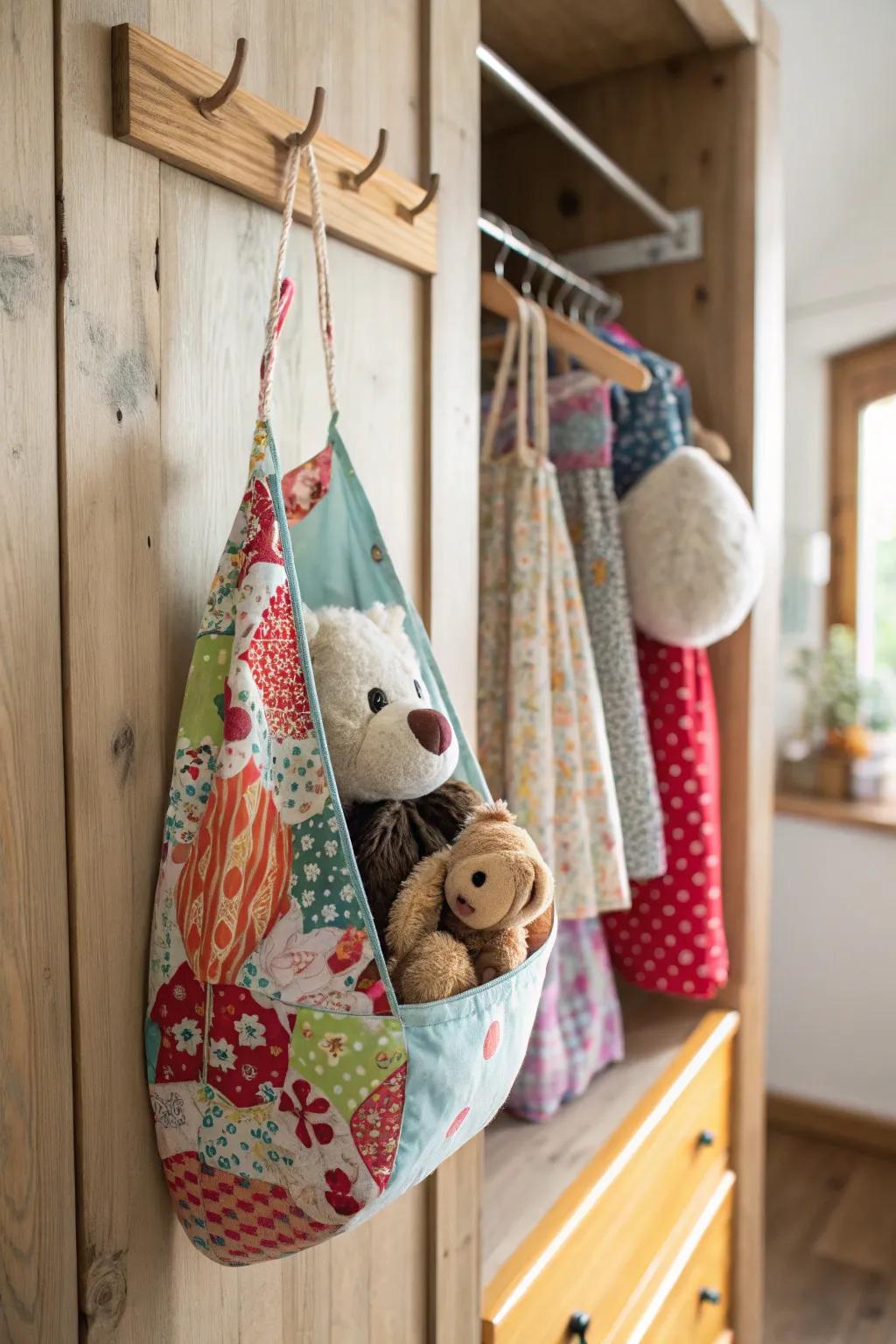 Amplify space with self-made hanging storage.