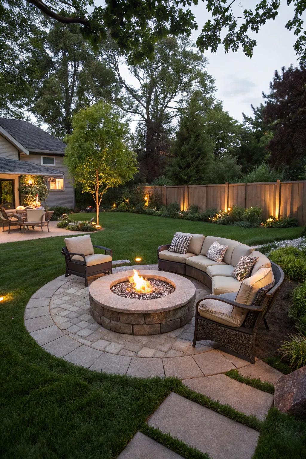 Create a snug corner with a fire pit and inviting seating.