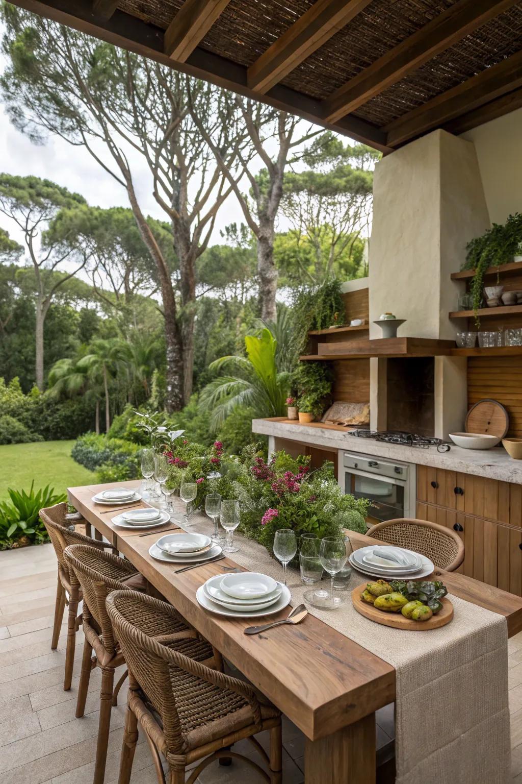 Establish a smooth transition from cooking to open-air dining.