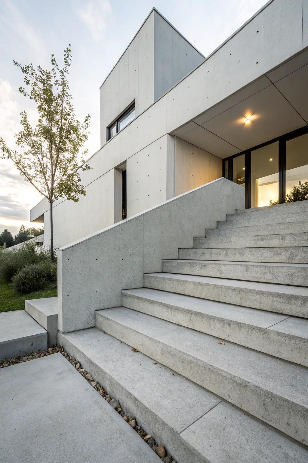 Streamlined and modern concrete steps for a minimalist appearance.