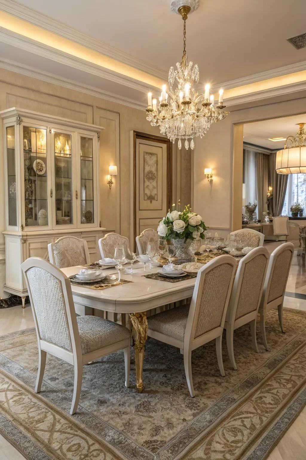 Neutral hues bring a touch of classic grace to your dining table.