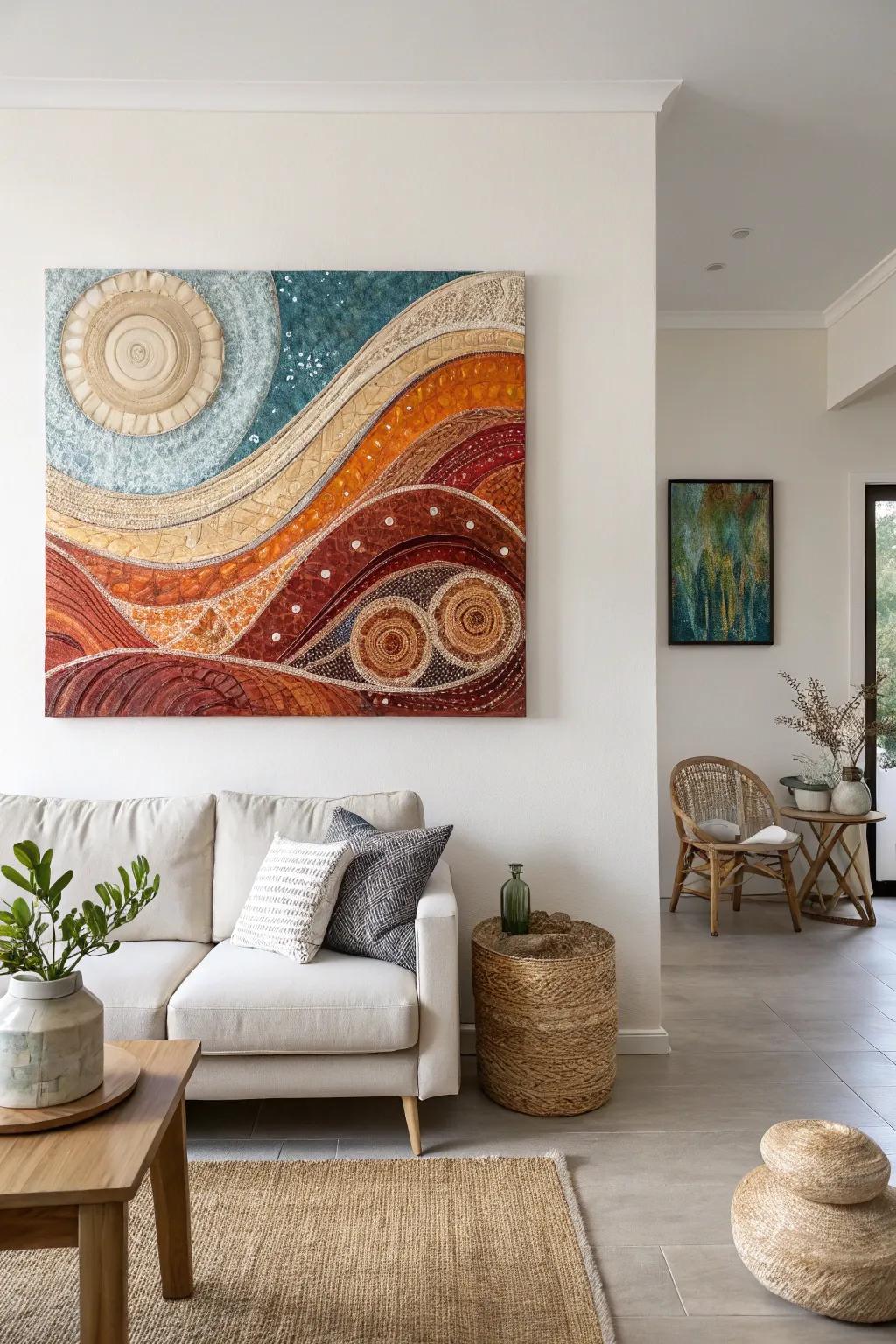 Abstract artwork that is both expressive and rich in texture.