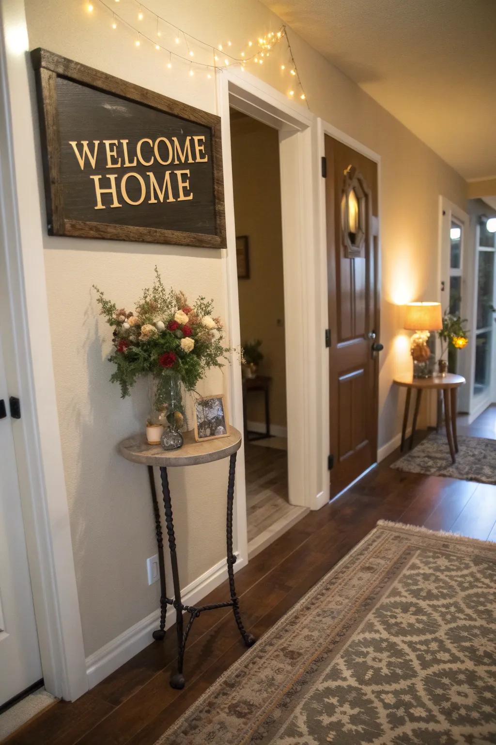 A customized welcome sign establishes the tone for your party immediately upon entering.