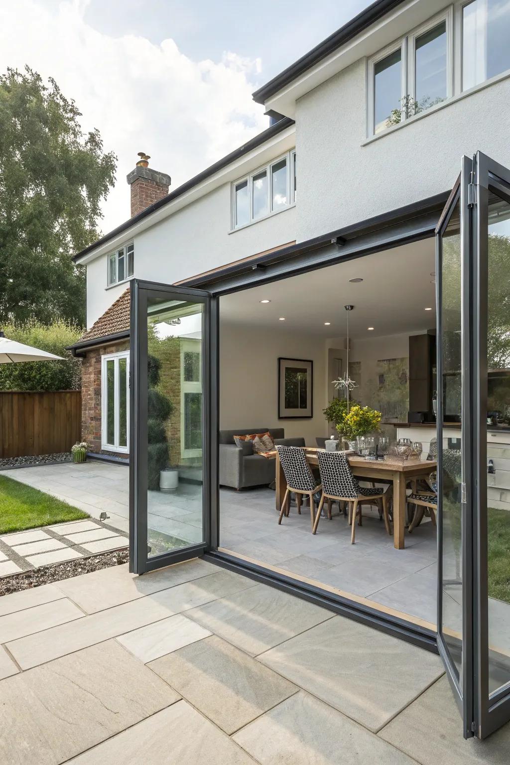 Bi-fold doors fashion a spacious and welcoming gateway to your patio.