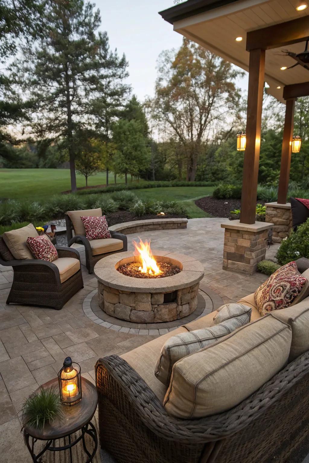A fire space infuses warmth and atmosphere into any patio.