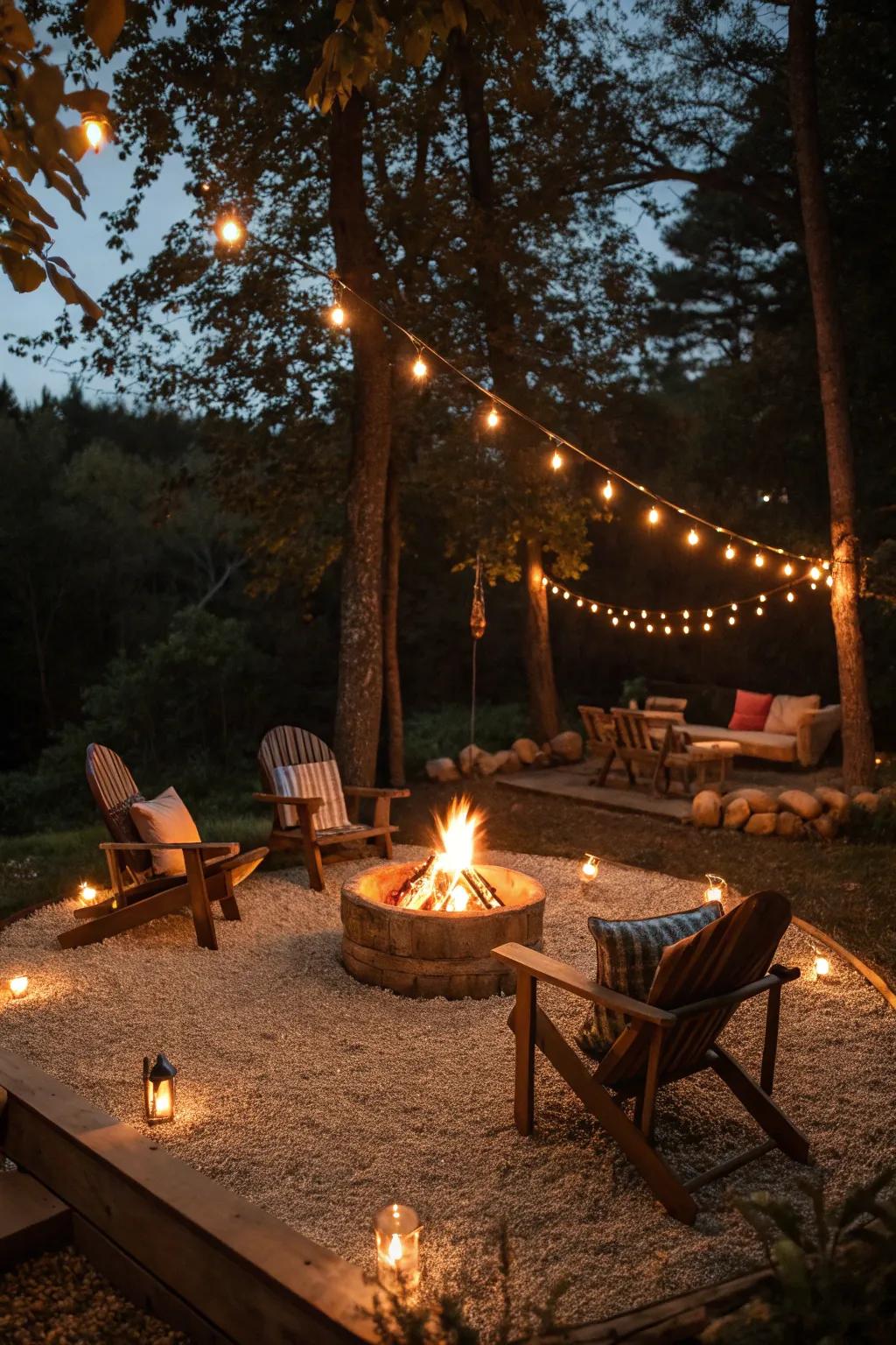 Congregate around the fire in a warm and embracing setting.