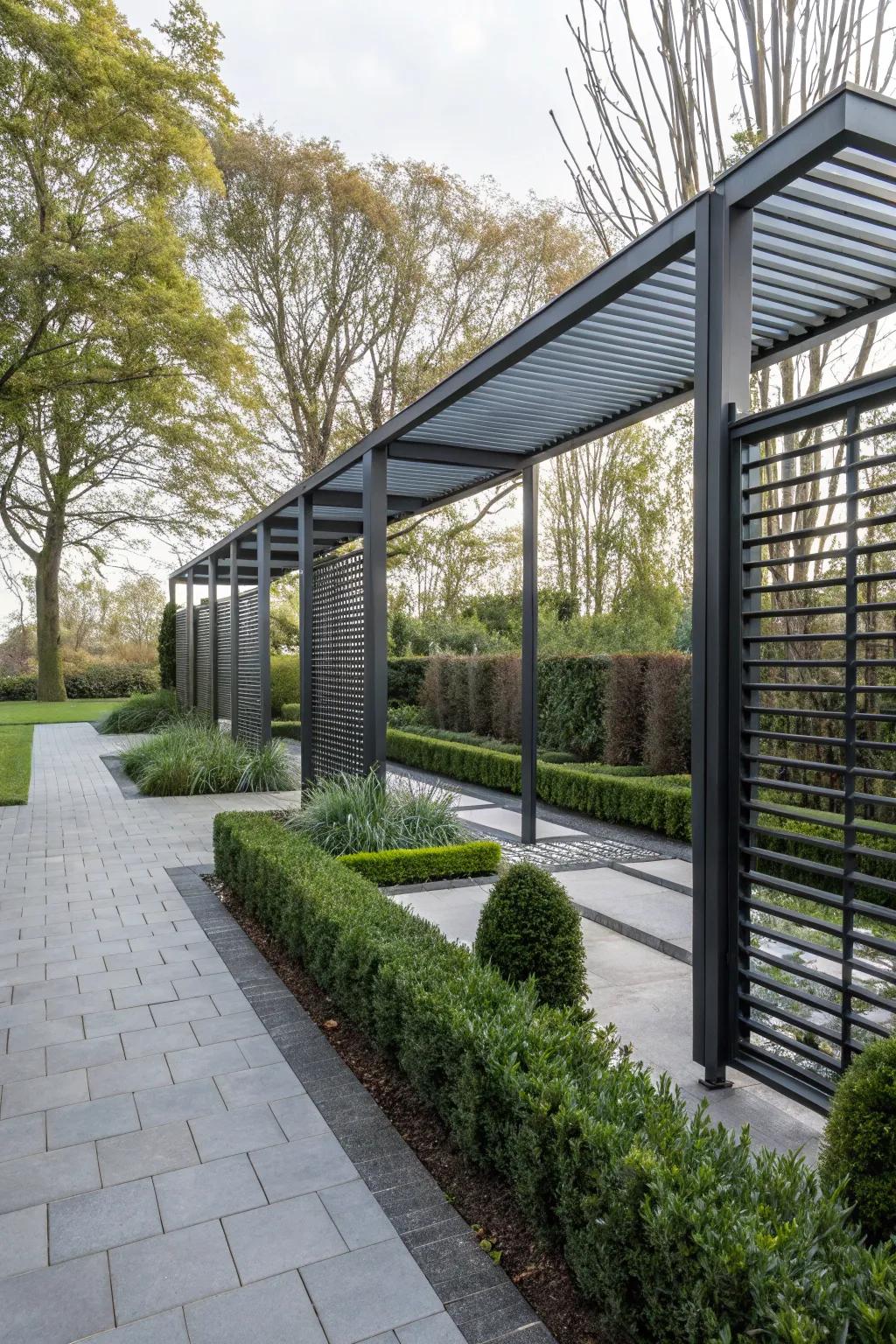 Metal screens bring a modern flair to outdoor spaces.