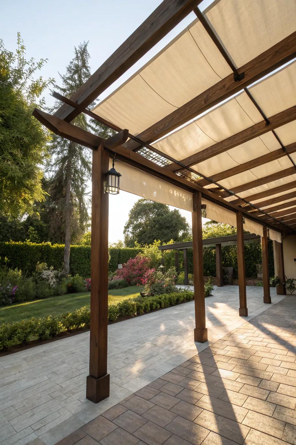 A slide-out canopy provides versatility in any weather.