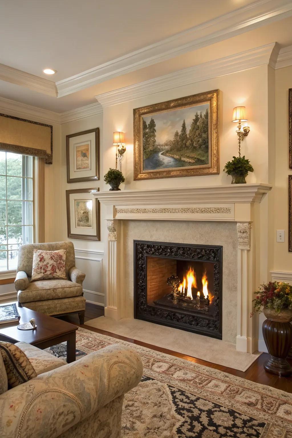 Establish a striking fireplace focal point with molding.