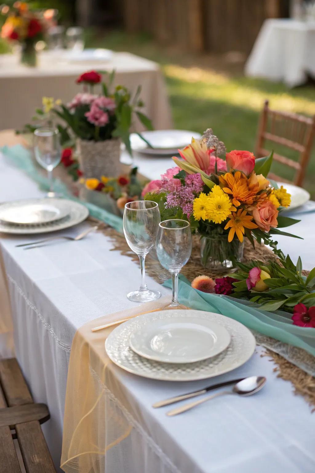 Brighten up your feasting surface with a vibrant surface runner.