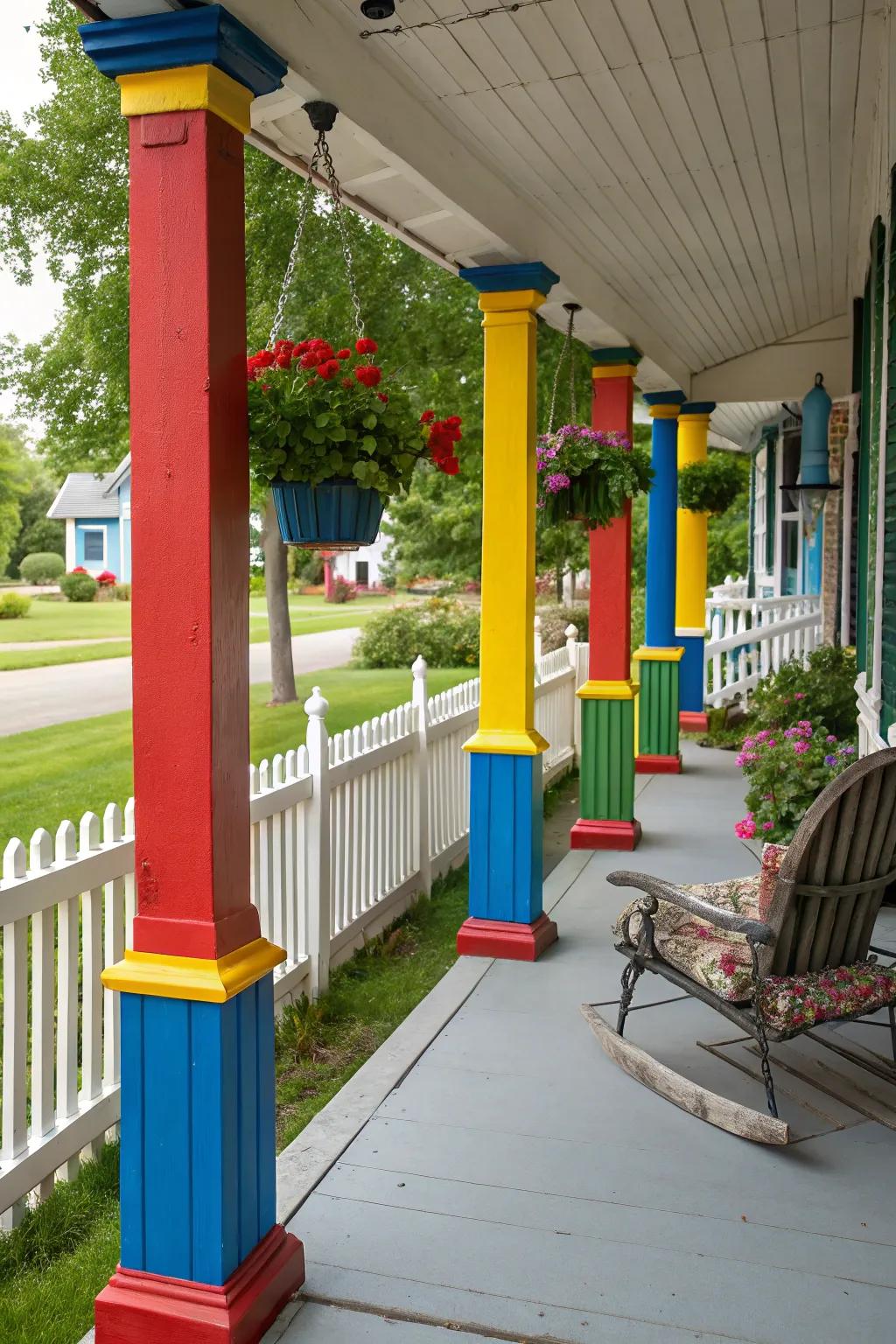 Painted posts bring personality and color.