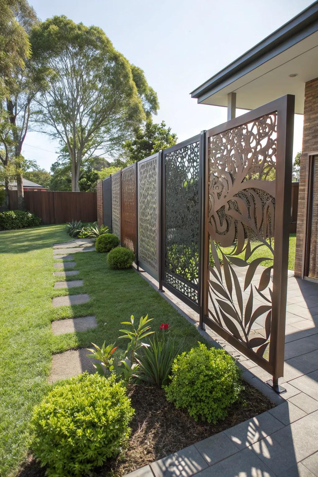 Ornamental screens act as both a privacy element and a piece of art.
