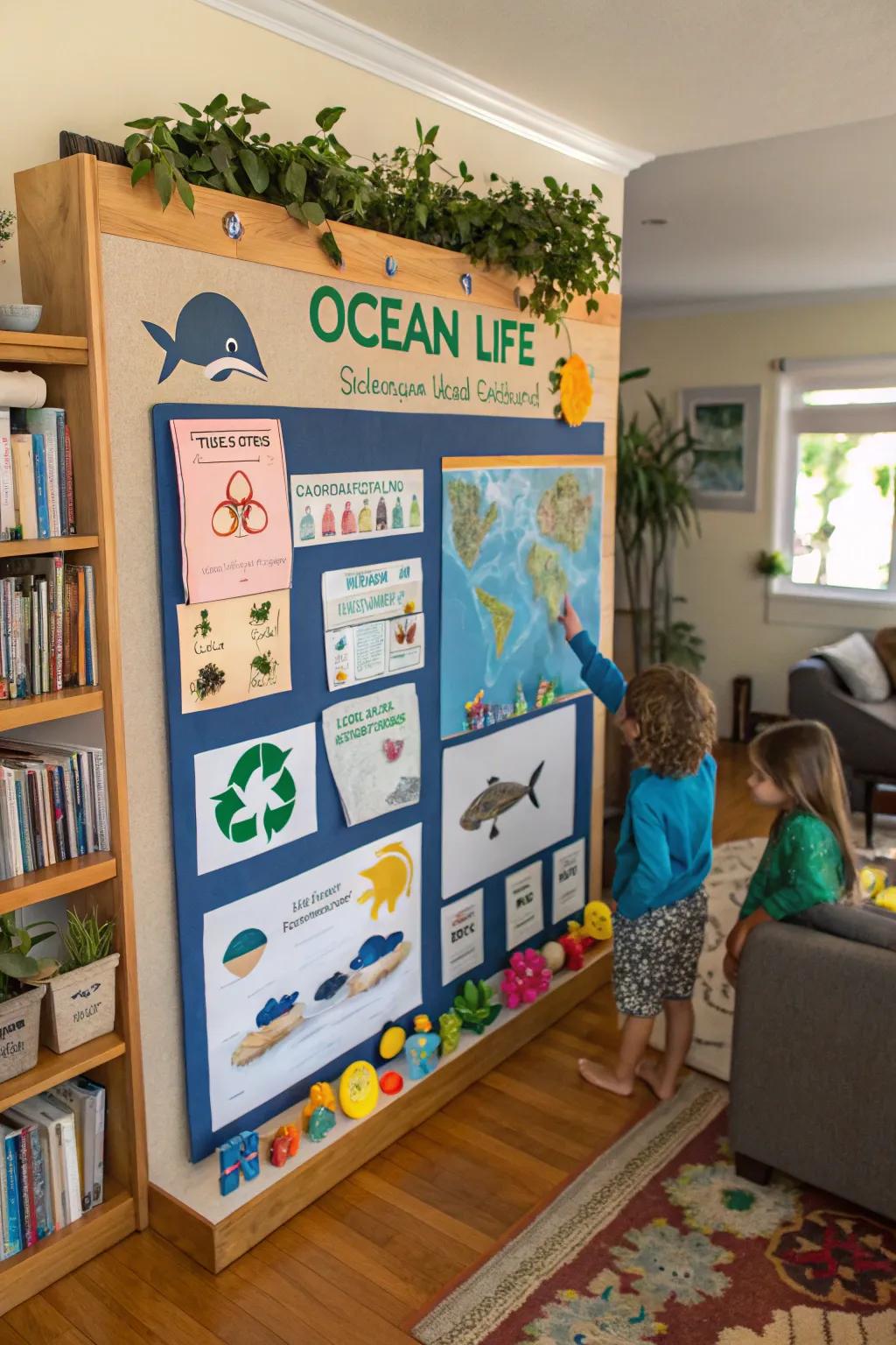 An instructive and hands-on board exploring themes relating to marine life.