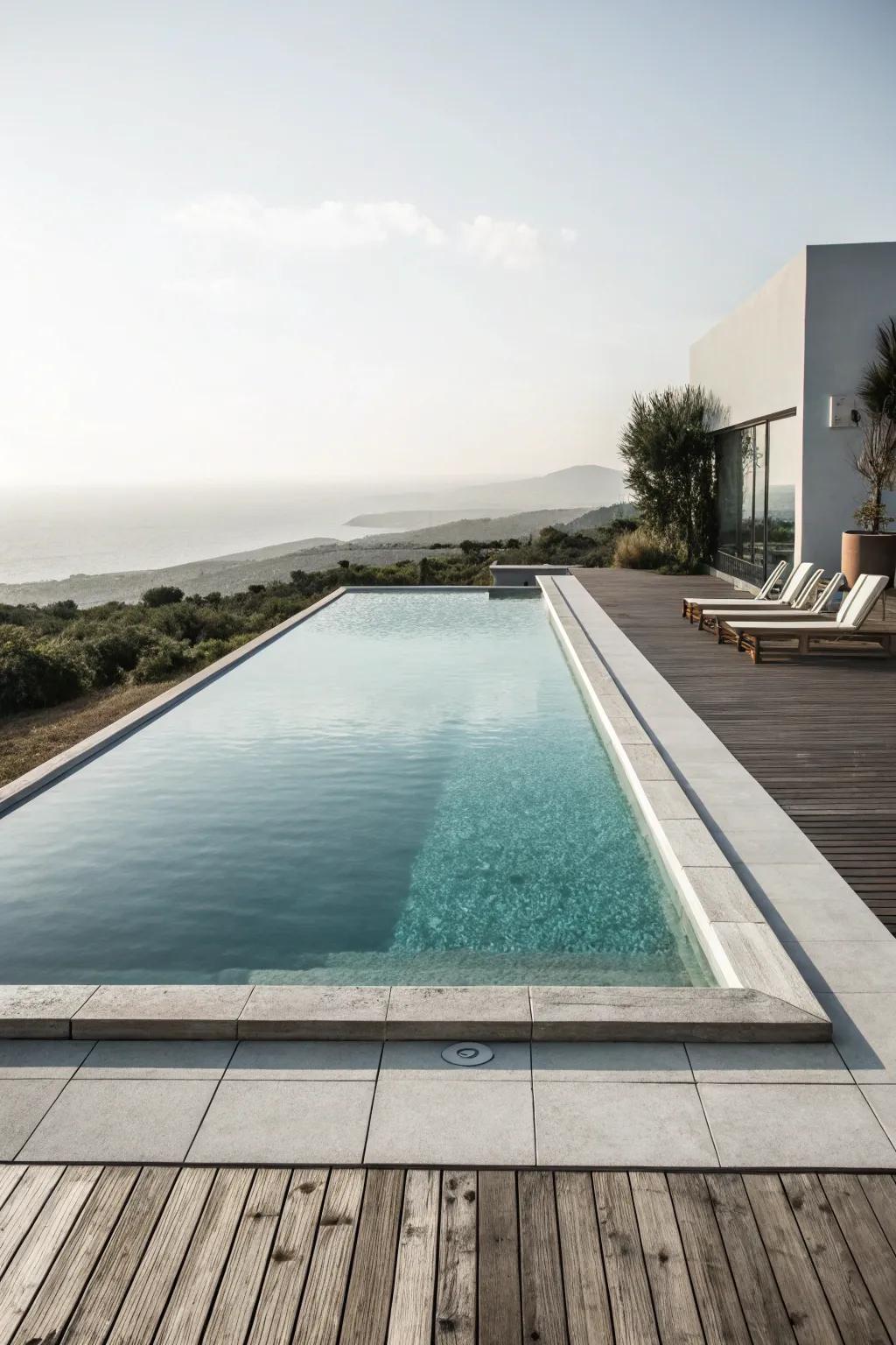 A minimalist pool layout offers a polished and spacious sensation.