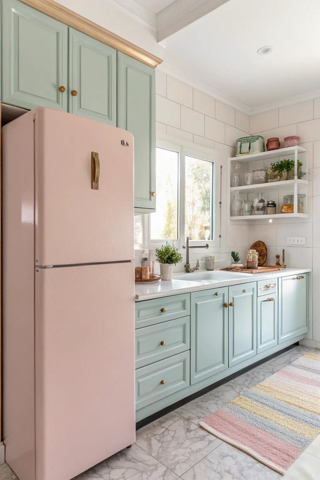 Color synchronization in the kitchen cultivates a seamless, inviting ambiance.