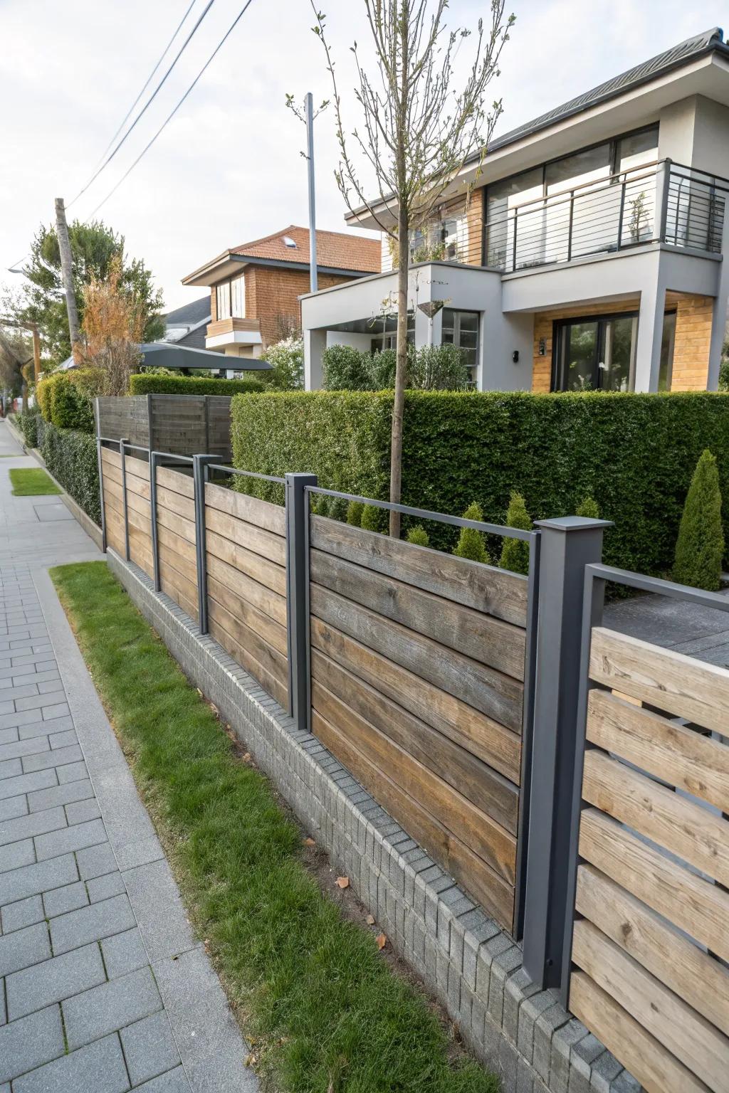 A timber and alloy fence flawlessly balances aesthetics and strength.