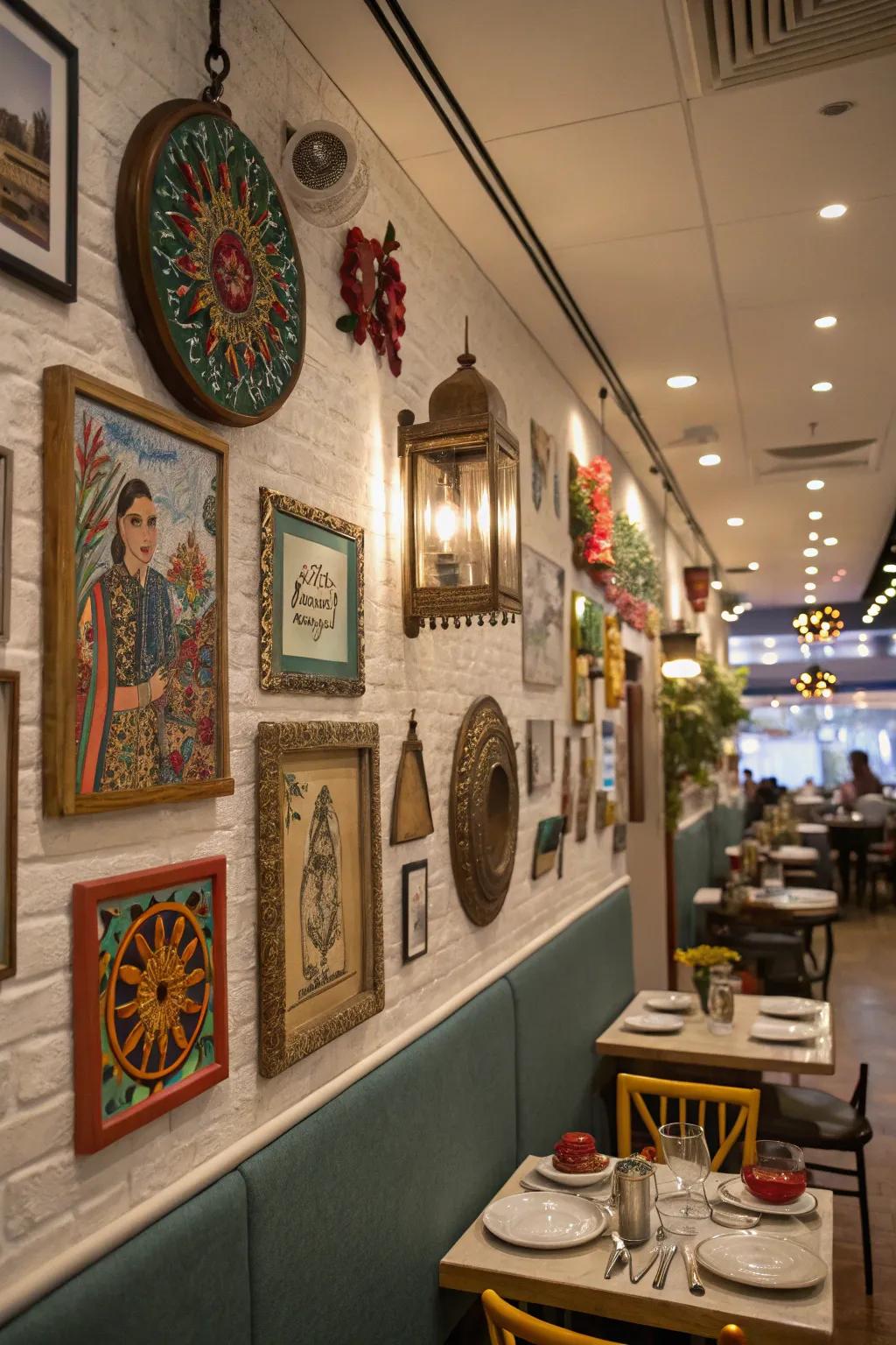 Varied artistic elements breathe life into walls.