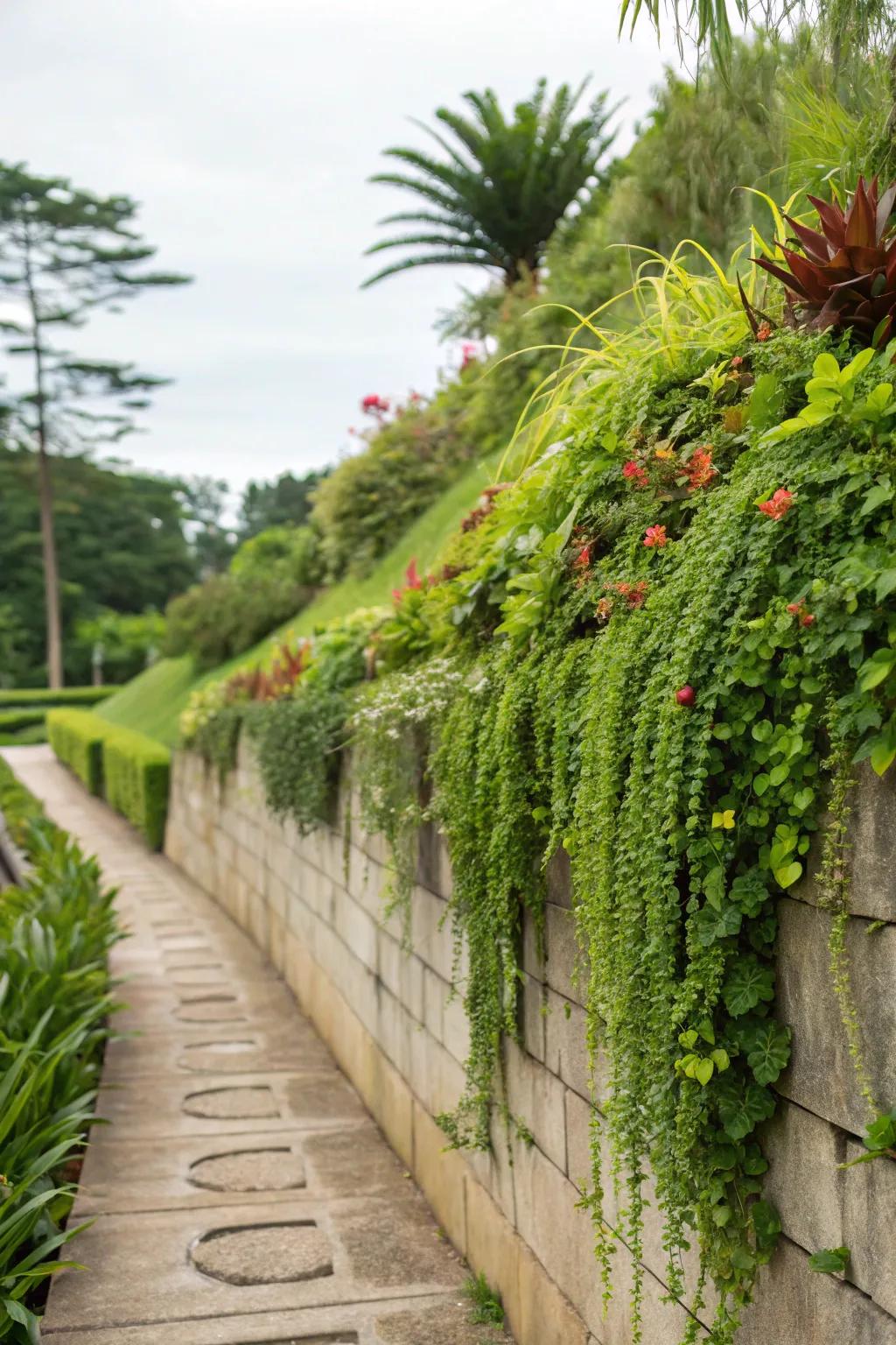 A flourishing wall breathes life into your garden and presents stunning visual delight.
