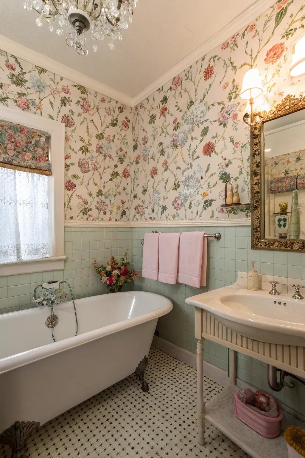 Heritage wall coverings impart a hint of nostalgia and warmth to any bathroom.
