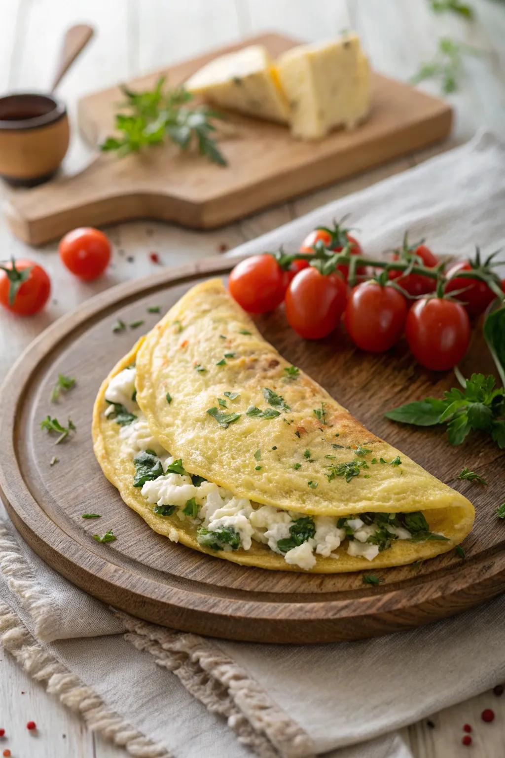A savory egg delight filled with herbs is a wonderful way to begin a romantic morning.