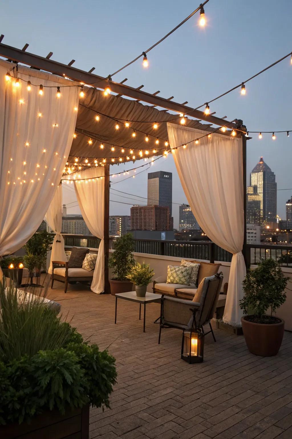 Fairy lights sprinkle a dash of enchantment onto every rooftop.