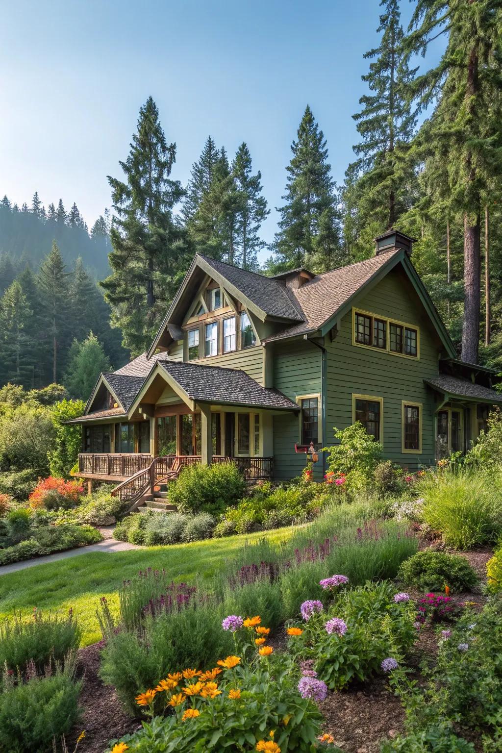 Incorporate your home with its environment via verdant outer wall finish.