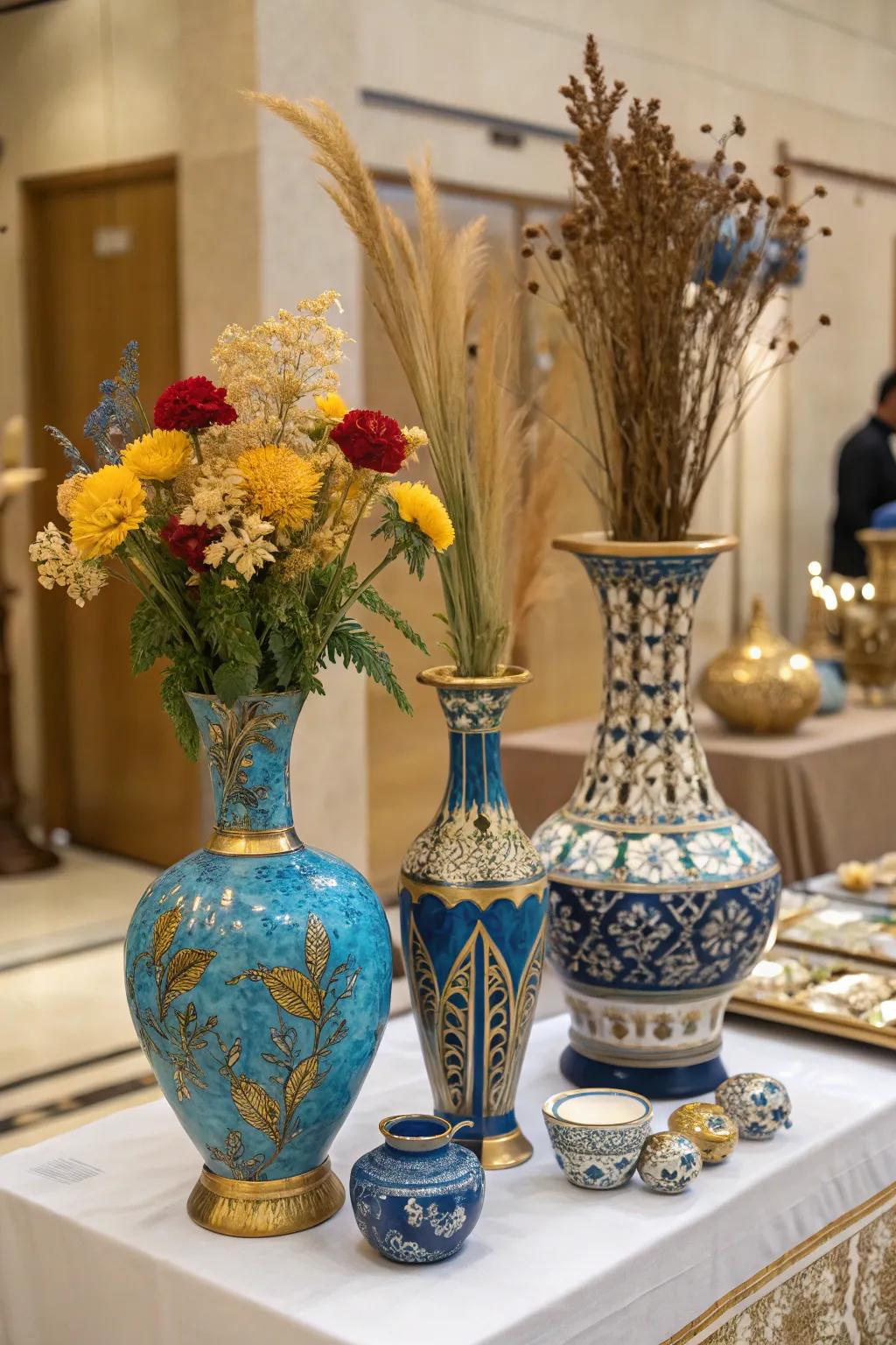 School colors proudly displayed in a centerpiece.