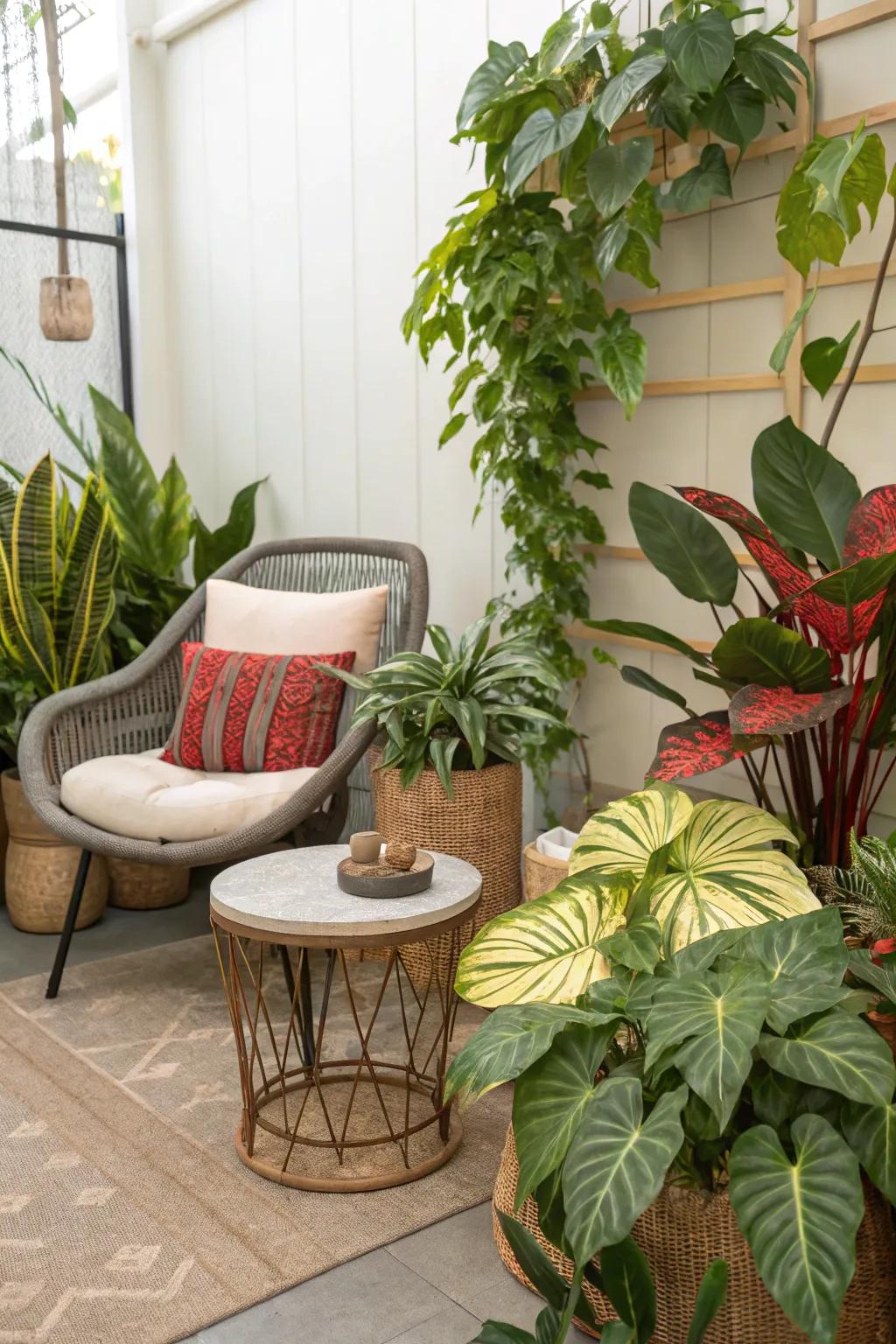 Greenery breathing life into the sitting area.