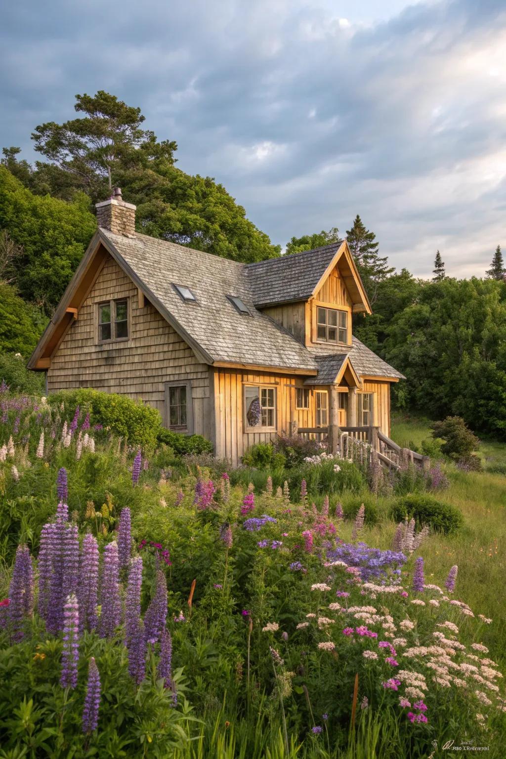 A cottage featuring a creative combination of timber and cladding.