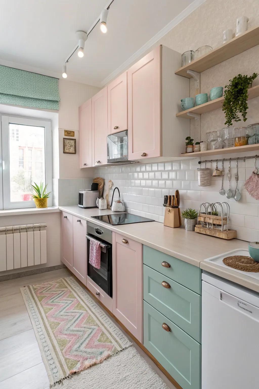 Pale tones foster an airy, expansive atmosphere in small kitchens.