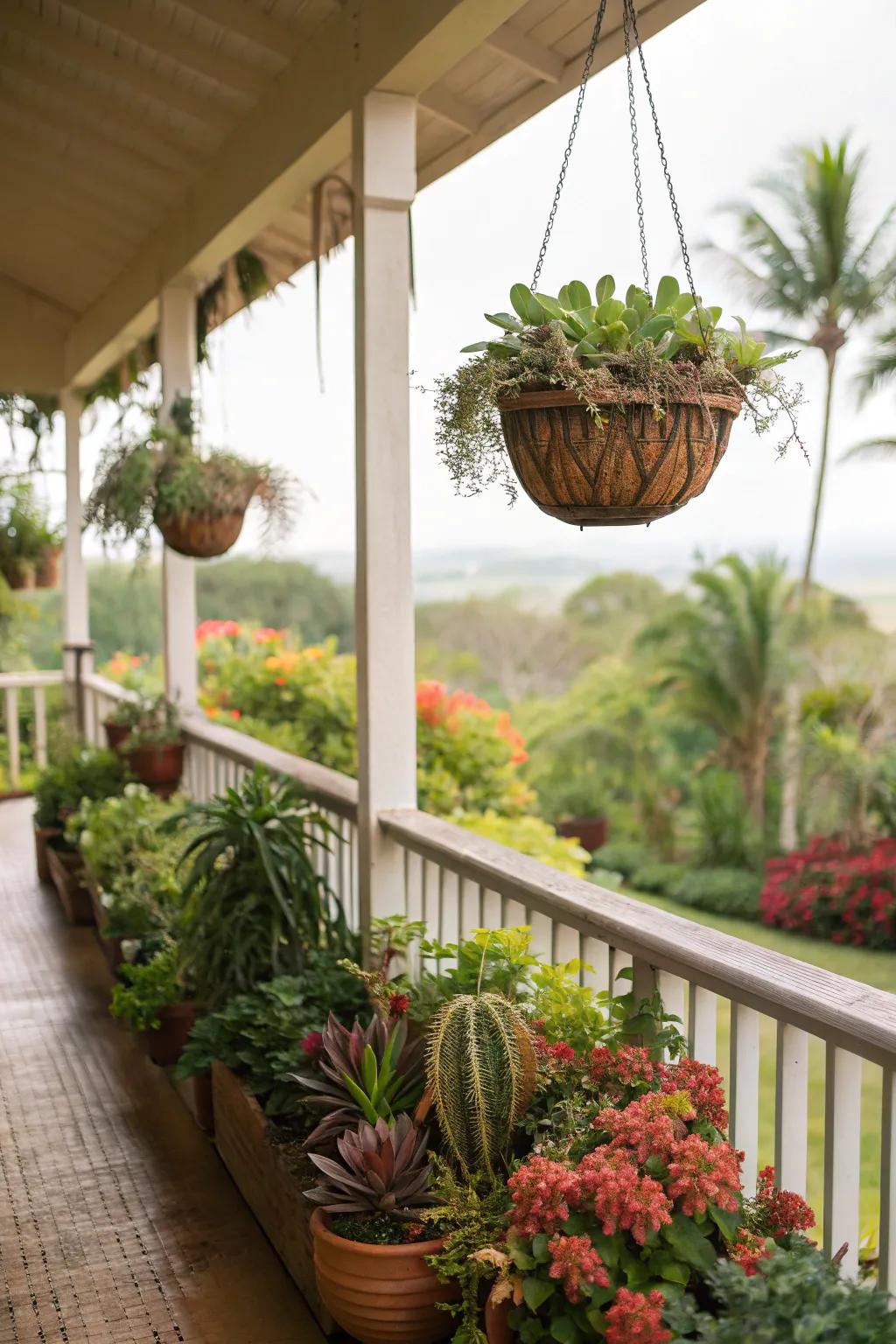 Enhance the appeal of your lanai with rich greenery and vibrant plants.