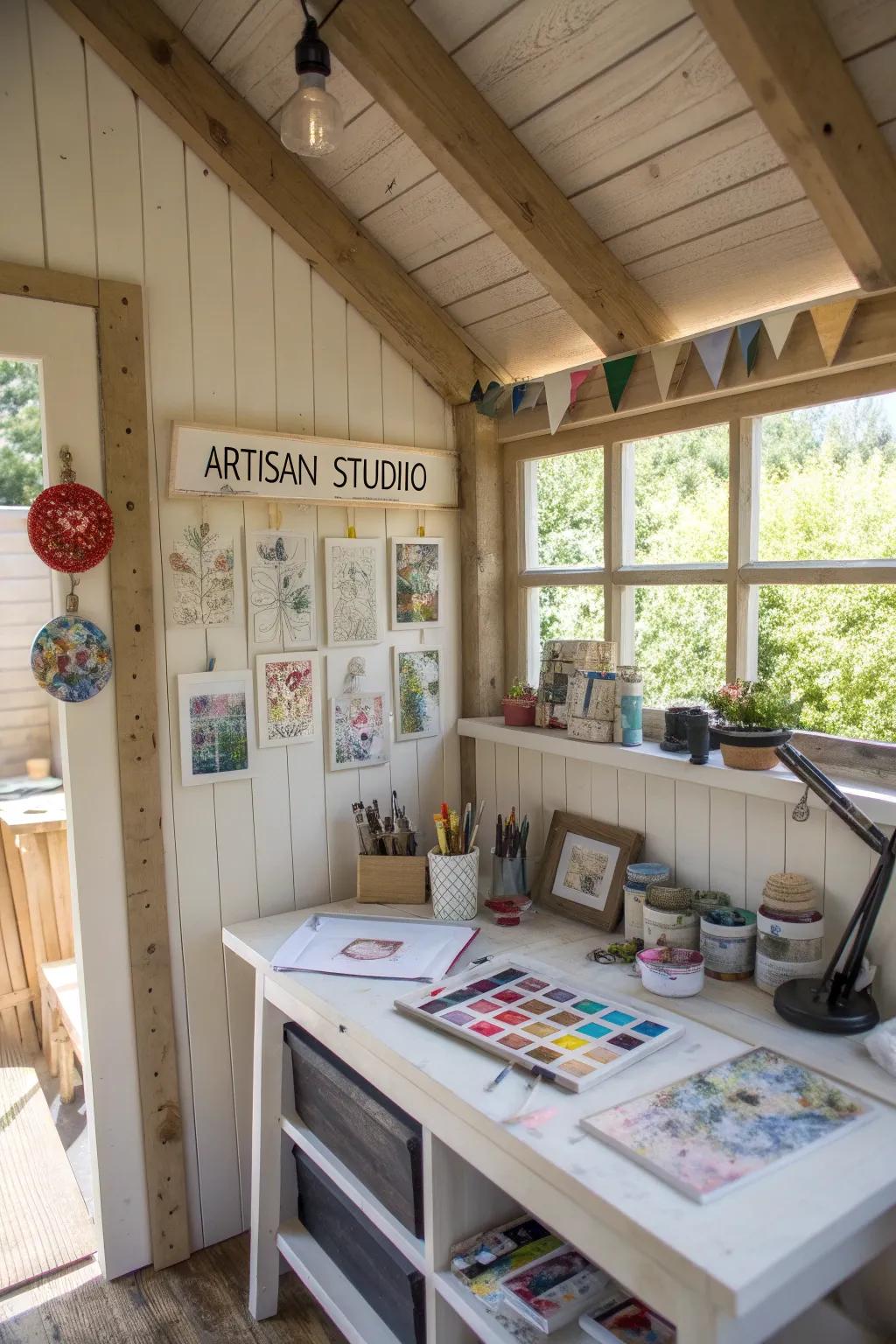 An inspiring artisan studio tucked within a small shed.