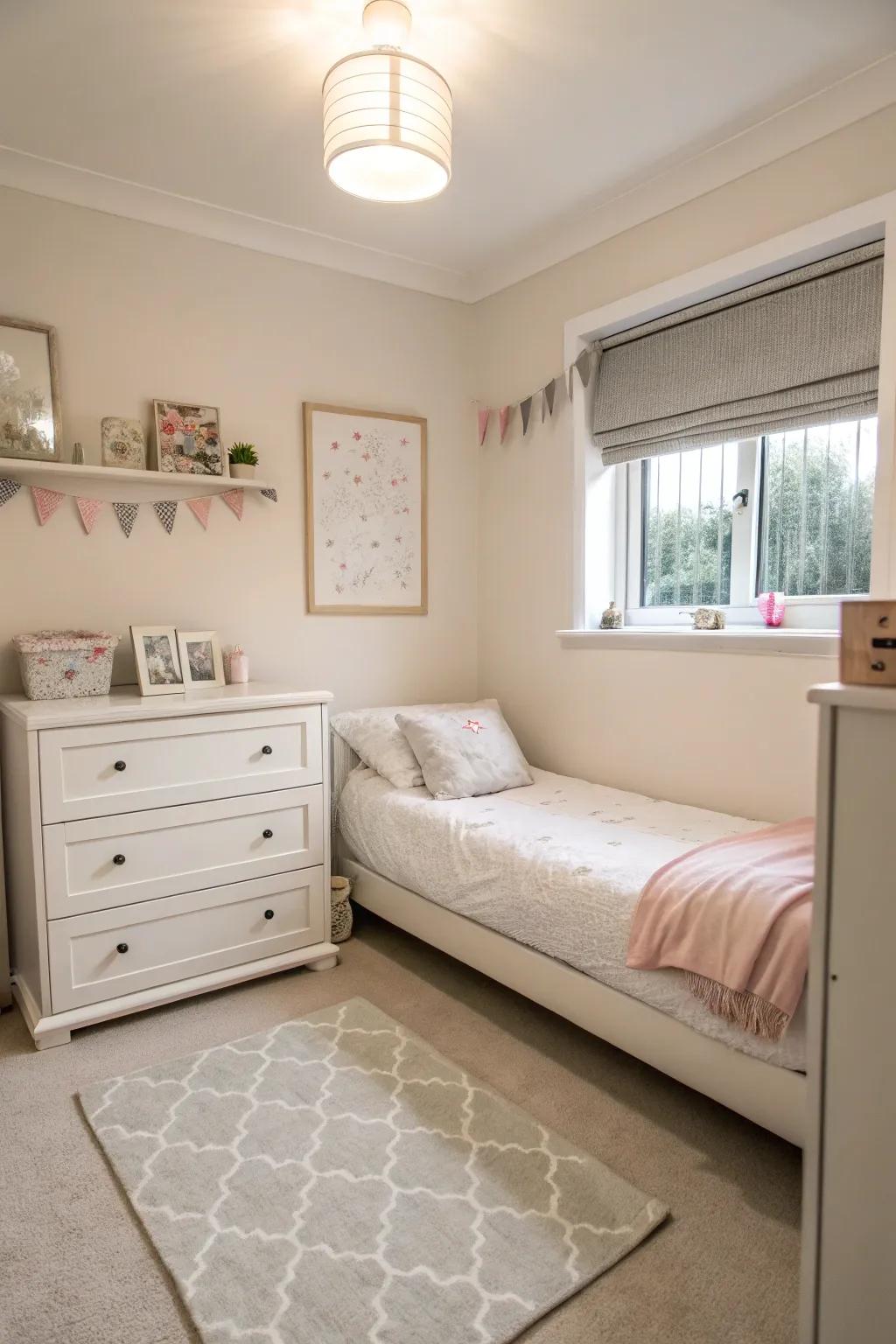 Small-scale furnishings ensure the area is both accessible and practical.