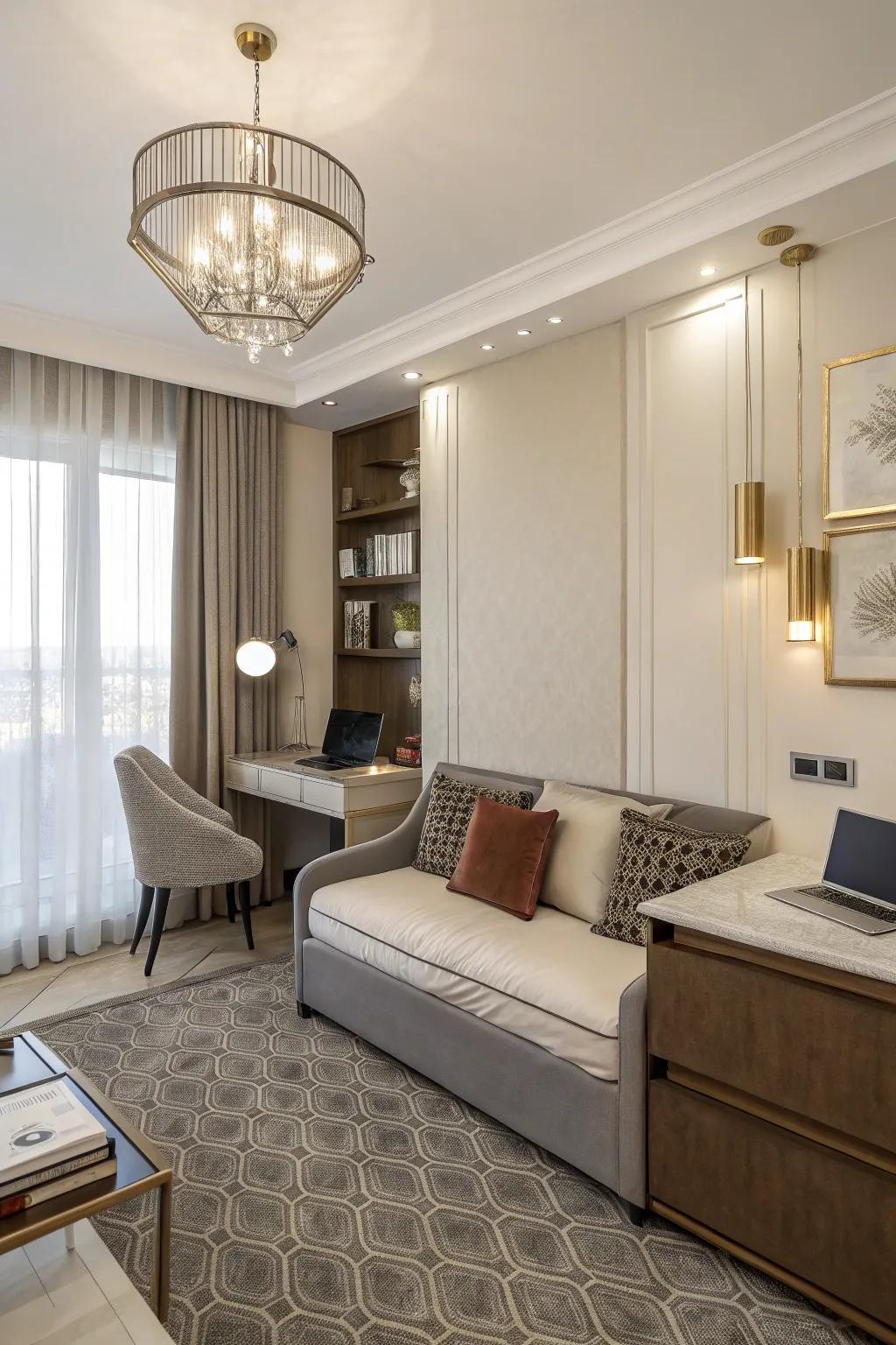 A smooth combination of work and rest in one area.