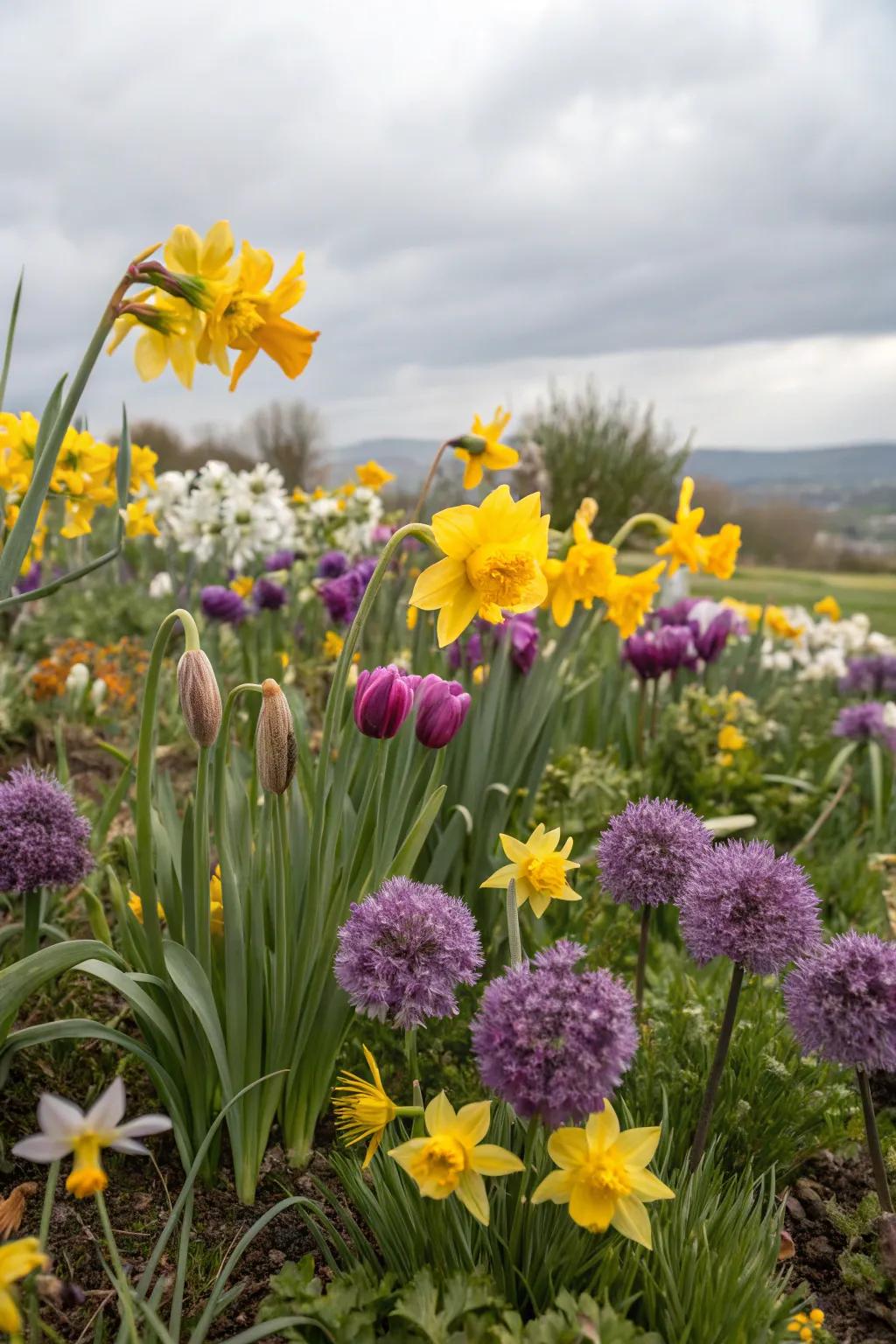 An assorted flower patch presents a vibrant mosaic of textures and shades.
