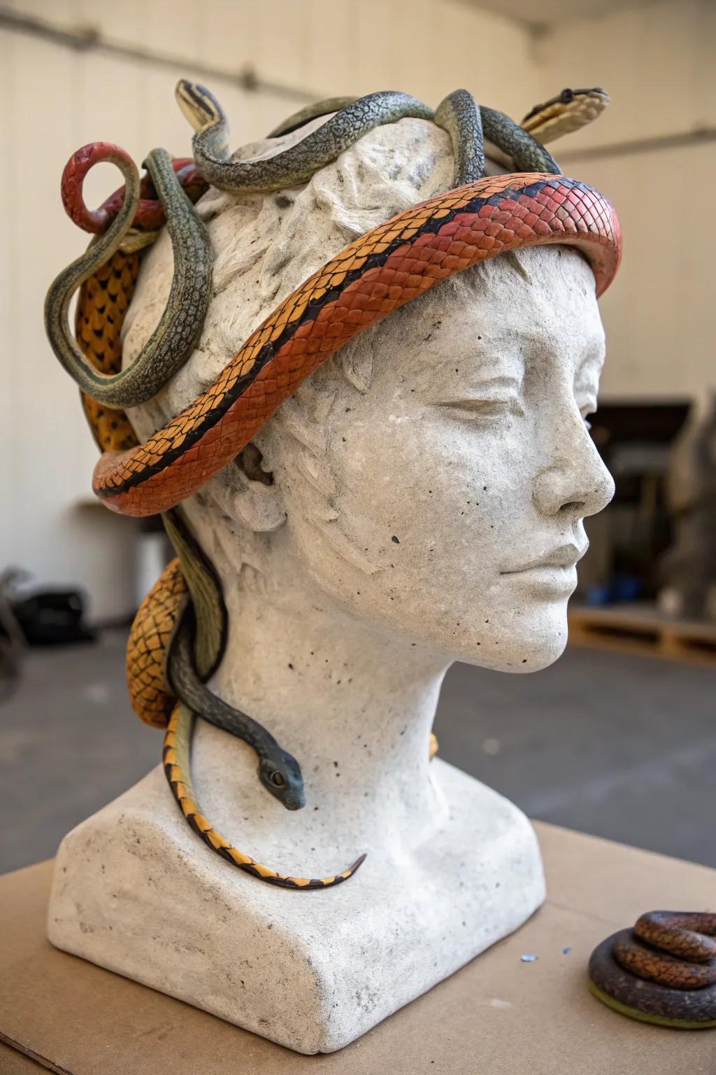 Beware Medusa's stare with this serpent-clad head.
