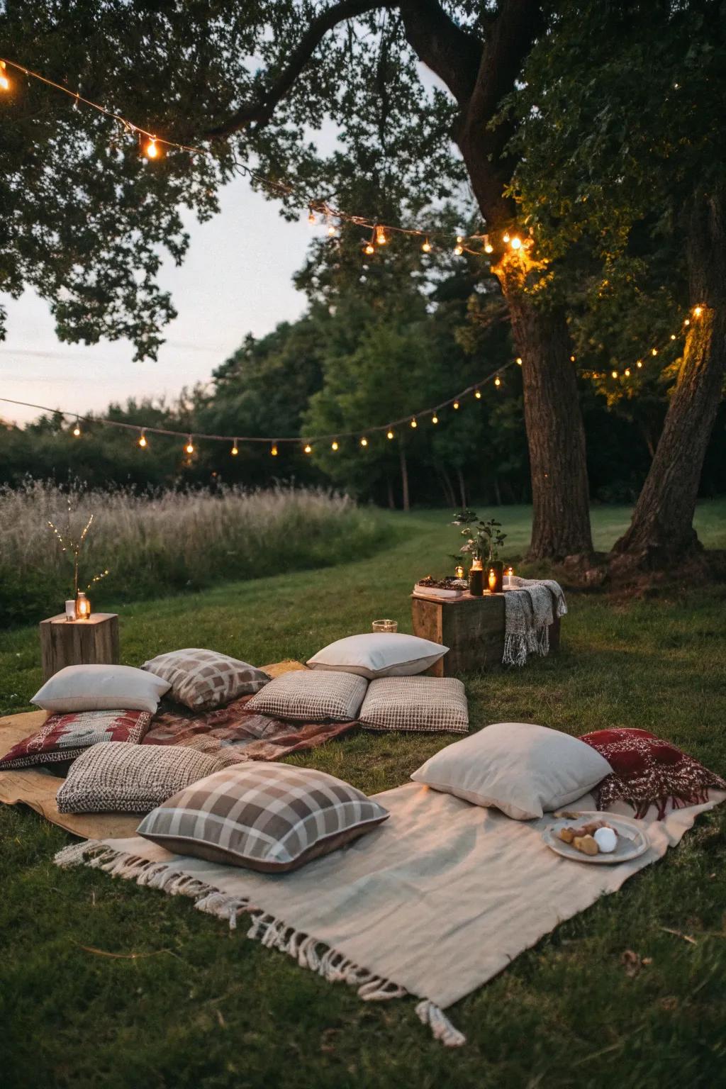 A snug and welcoming picnic seating arrangement