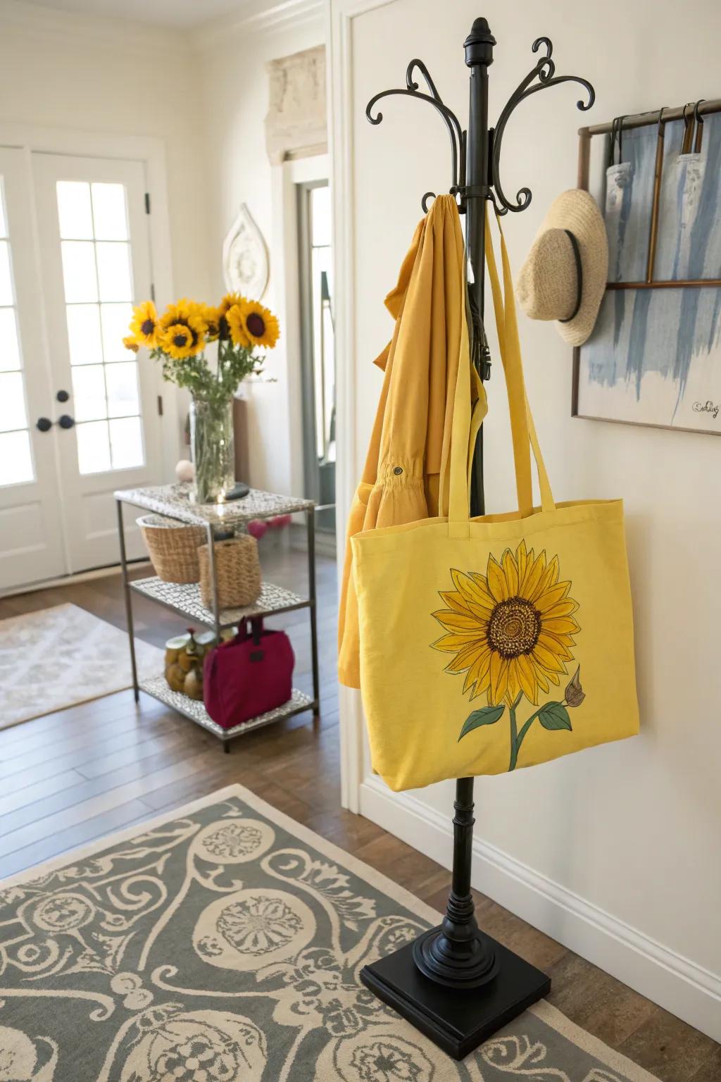 Practical and chic personalized sunflower carry-all.