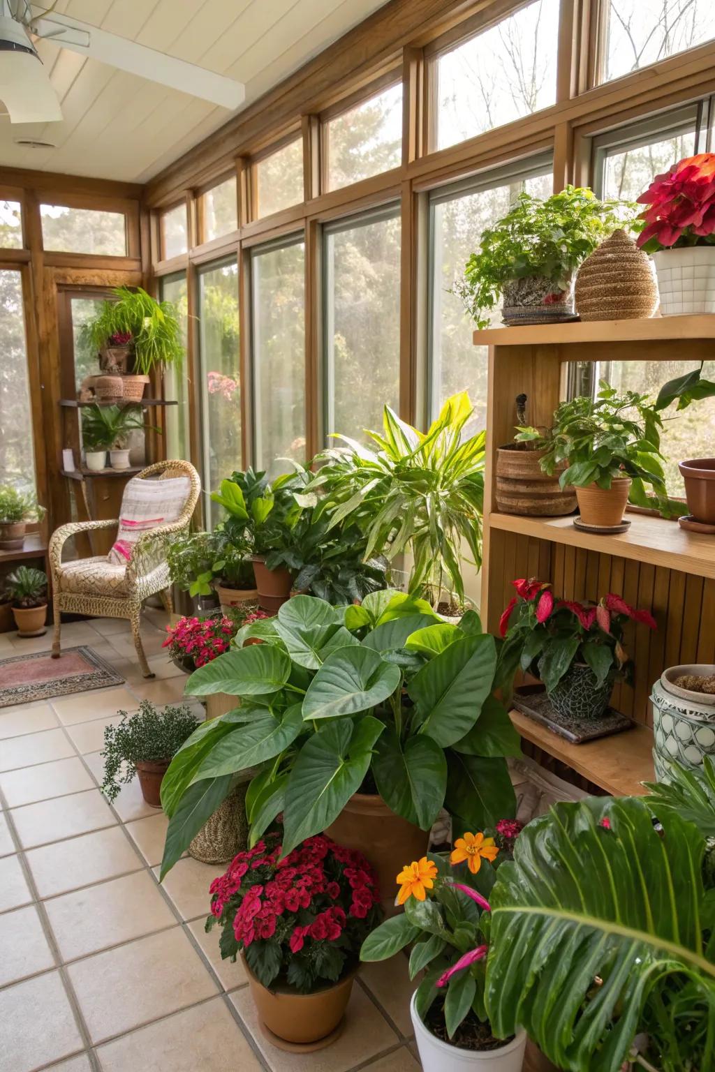 Greenery adds life and vibrancy to your sunroom.