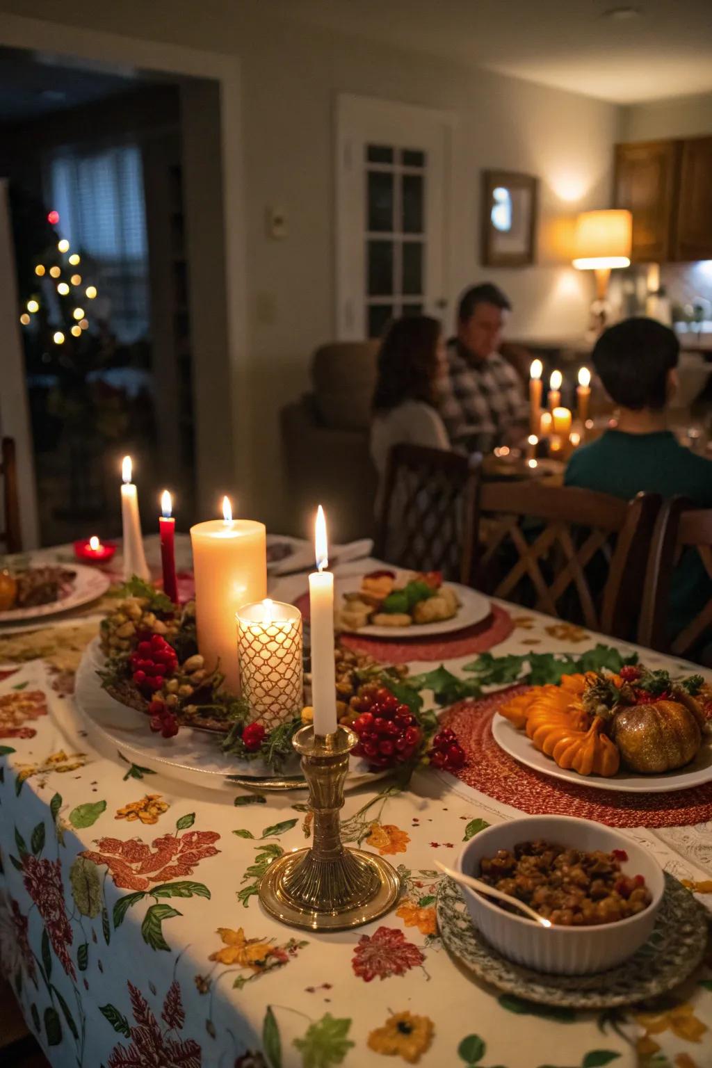 Your Thanksgiving table will look more sophisticated and feel warmer with candles.